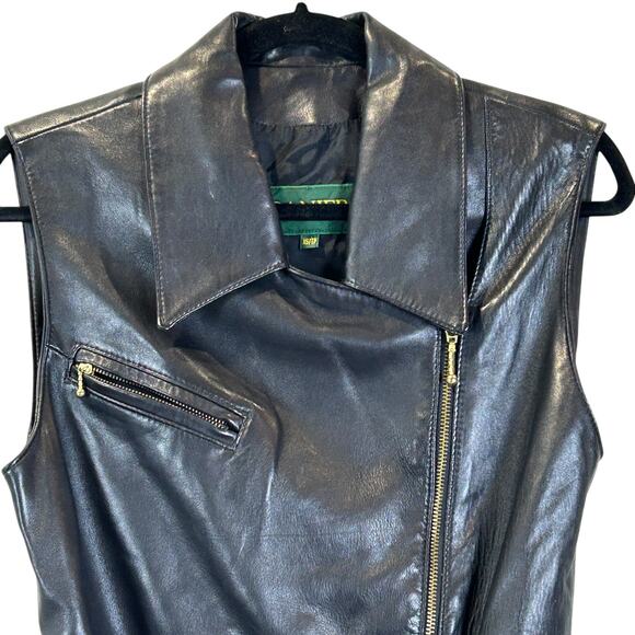Danier Buttery Soft Leather Asymmetrical Zip Vest w/ Belt Women's XS - Picture 6 of 11